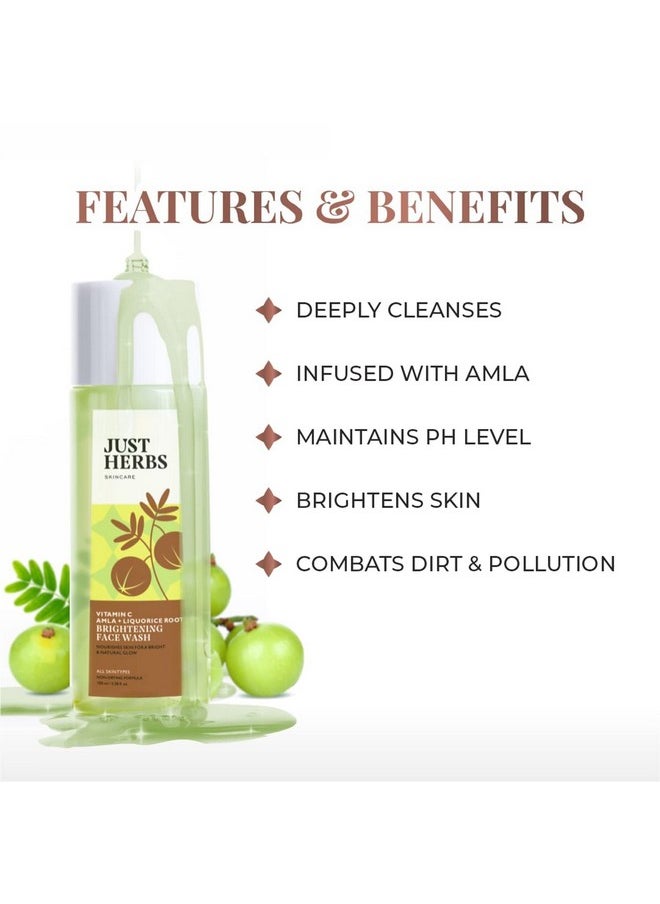 Skin-Rejuvenating Ayurvedic Face Wash Cleanser Powered With Vitamin C, Amla & Liquorice Root For Skin Hydration, Hyperpigmentation & Maintains Ph Level - 100 Ml