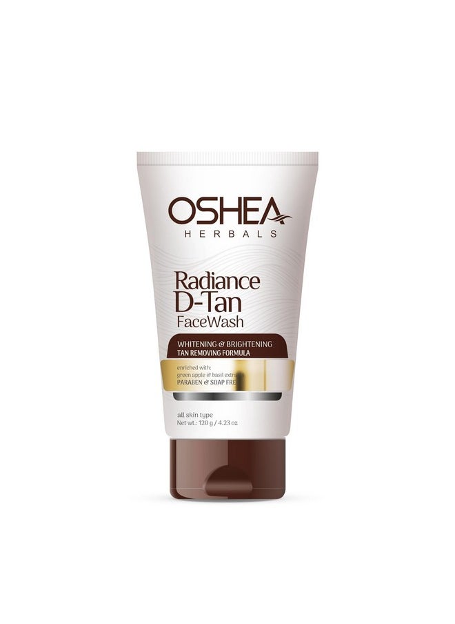 Herbals Radiance Dtan Facewash For All Skin Types | Tan Removal Formula With Whitening & Brightening | Enriched With Green Apple & Basil Extract | Paraben &Soap Free 120G