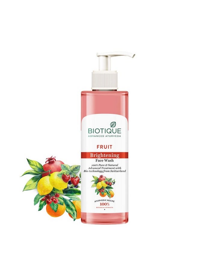 Biotique Fruit Brightening Face Wash| Ayurvedic and Organically Pure| Advanced Swiss Technology |100% Botanical Extracts| Suitable for All Skin Types | 200mL