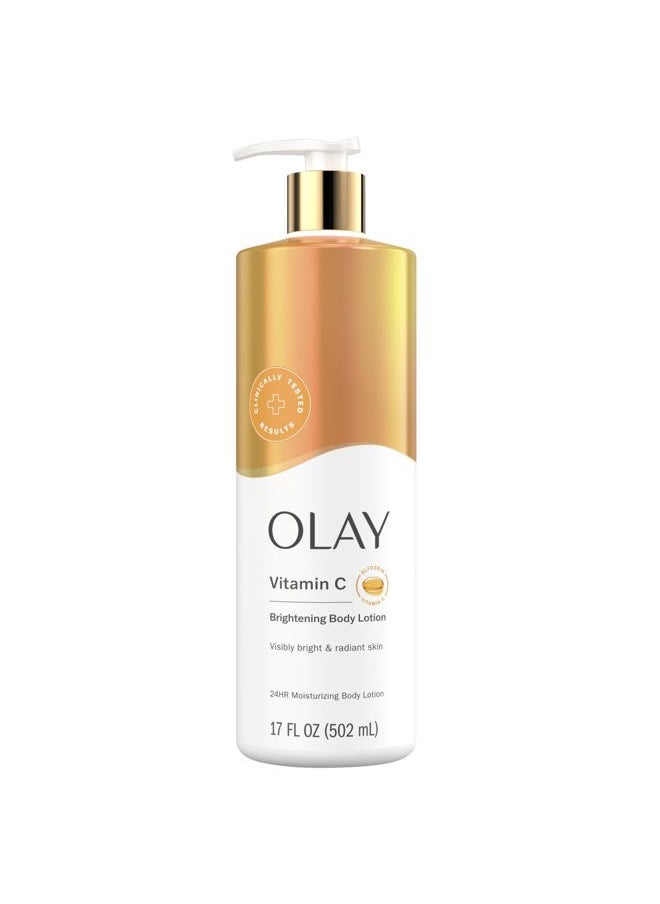Body Lotion for Women, Brightening with Vitamin C Serum, Visibly Bright & Radiant Skin, 24hr Moisture & Hydration, Fast Absorbing Formula, Vitamin B3 Complex, For All Skin Types, 17 fl oz