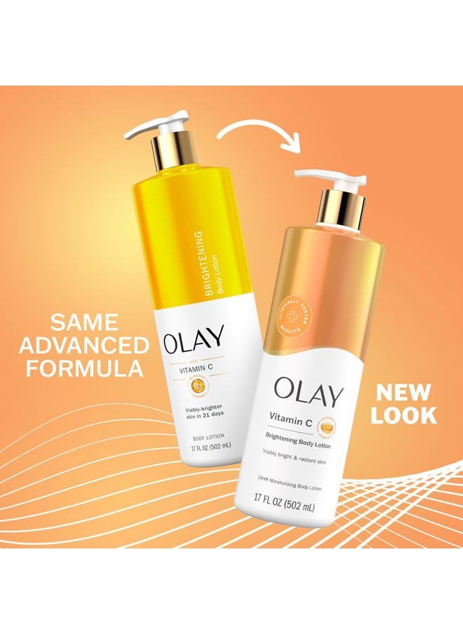 Body Lotion for Women, Brightening with Vitamin C Serum, Visibly Bright & Radiant Skin, 24hr Moisture & Hydration, Fast Absorbing Formula, Vitamin B3 Complex, For All Skin Types, 17 fl oz