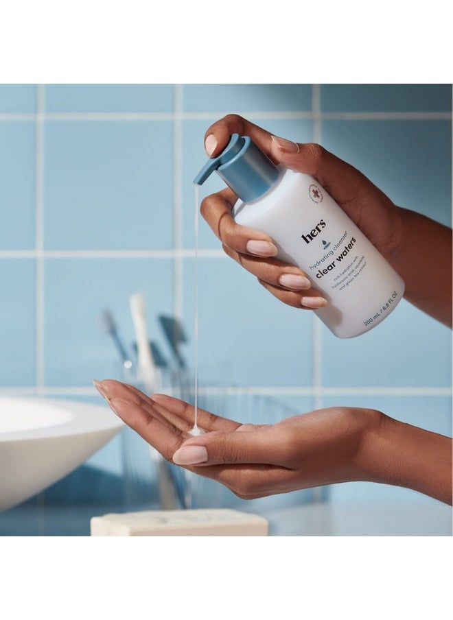 hers Clear Waters Hydrating Cleanser - Squalane Cleanser Face Wash Made for All Skin Types - Supports Skins Natural pH - Contains Hyaluronic Acid, Squalane, and Green Tea Extract - 6.8 fl Oz