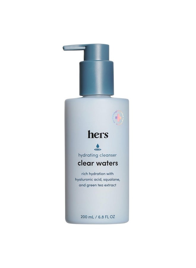 hers Clear Waters Hydrating Cleanser - Squalane Cleanser Face Wash Made for All Skin Types - Supports Skins Natural pH - Contains Hyaluronic Acid, Squalane, and Green Tea Extract - 6.8 fl Oz