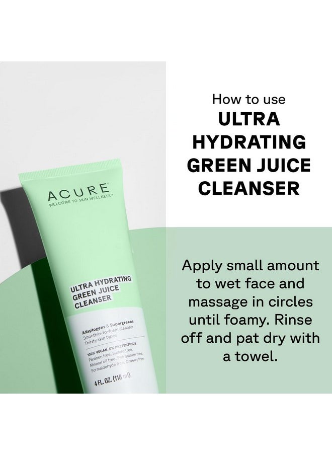 Acure Ultra Hydrating Green Juice Face Cleanser - Day & Night Facial Cleansing Foam, 4 fl oz