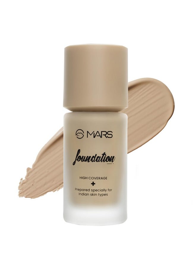MARS High Coverage Liquid Matte Foundation | Blemish Free & Blendable Foundation for Makeup (40ml) (SHADE-04)