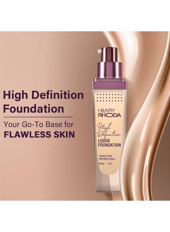 High Definition Foundation | Hides Pores & Blemishes | Hd Foundation For All Skin Types | Blendable Formula | Matte & Natural Finish | Lightweight & High Coverage | 33Ml (Natural Beige)