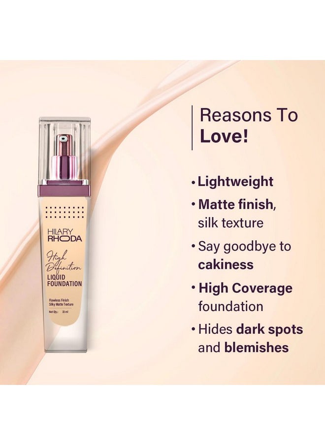High Definition Foundation | Hides Pores & Blemishes | Hd Foundation For All Skin Types | Blendable Formula | Matte & Natural Finish | Lightweight & High Coverage | 33Ml (Natural Beige)