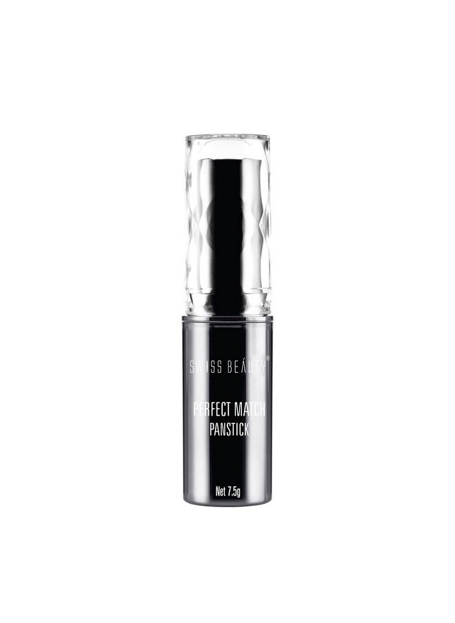 Swiss Beauty Perfect Match Panstick Foundation | Lightweight, Full Coverage Foundation With Natural And Dewy Finish For Face Makeup| Easy To Apply With Hand Stick Applicator | Shade-07, 7.5Gm |