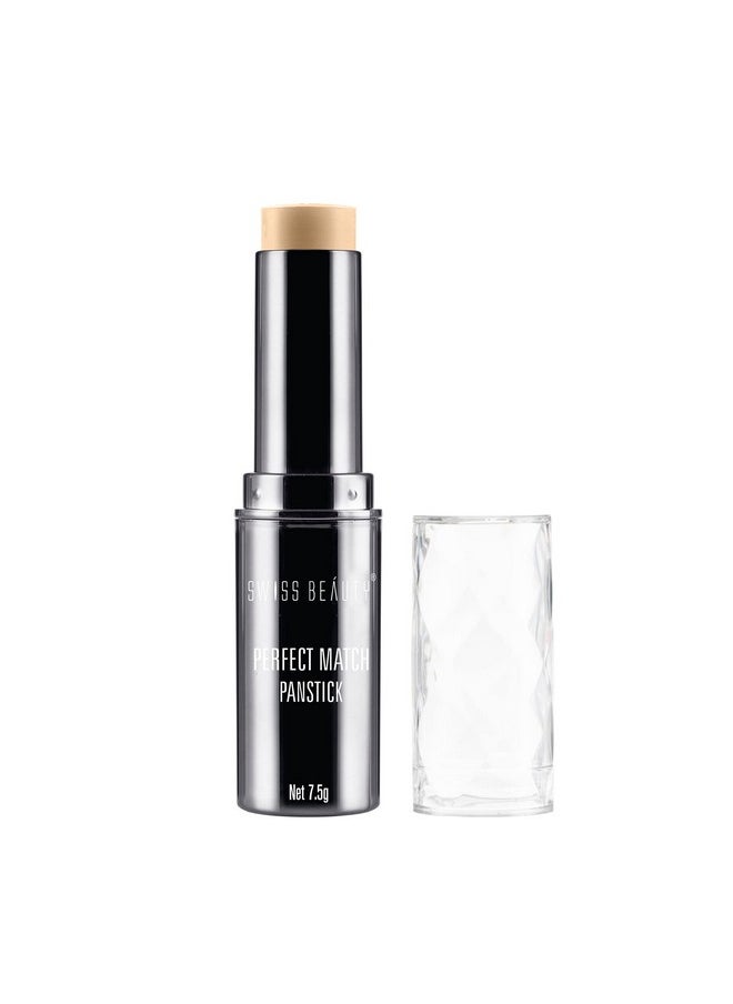 Swiss Beauty Perfect Match Panstick Foundation | Lightweight, Full Coverage Foundation With Natural And Dewy Finish For Face Makeup| Easy To Apply With Hand Stick Applicator | Shade-07, 7.5Gm |