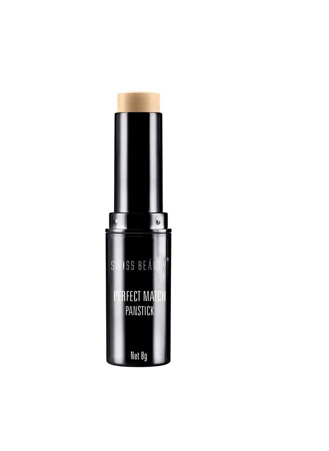 Swiss Beauty Perfect Match Panstick Foundation | Lightweight, Full Coverage Foundation With Natural And Dewy Finish For Face Makeup| Easy To Apply With Hand Stick Applicator | Shade-07, 7.5Gm |