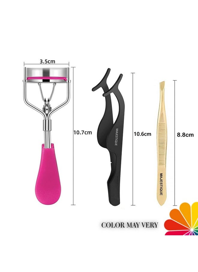 3Pcs Eyelash Extension Kit Eyelashes Curler Tweezer Eyelashes Extensions Suitable For Beginner Or Professional Color May Very