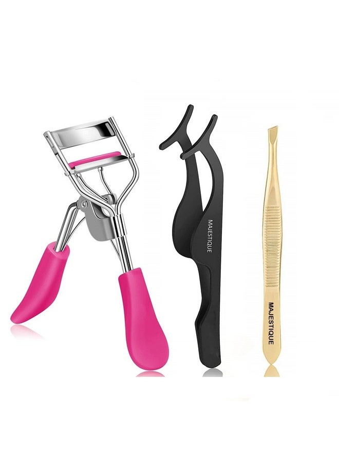 3Pcs Eyelash Extension Kit Eyelashes Curler Tweezer Eyelashes Extensions Suitable For Beginner Or Professional Color May Very