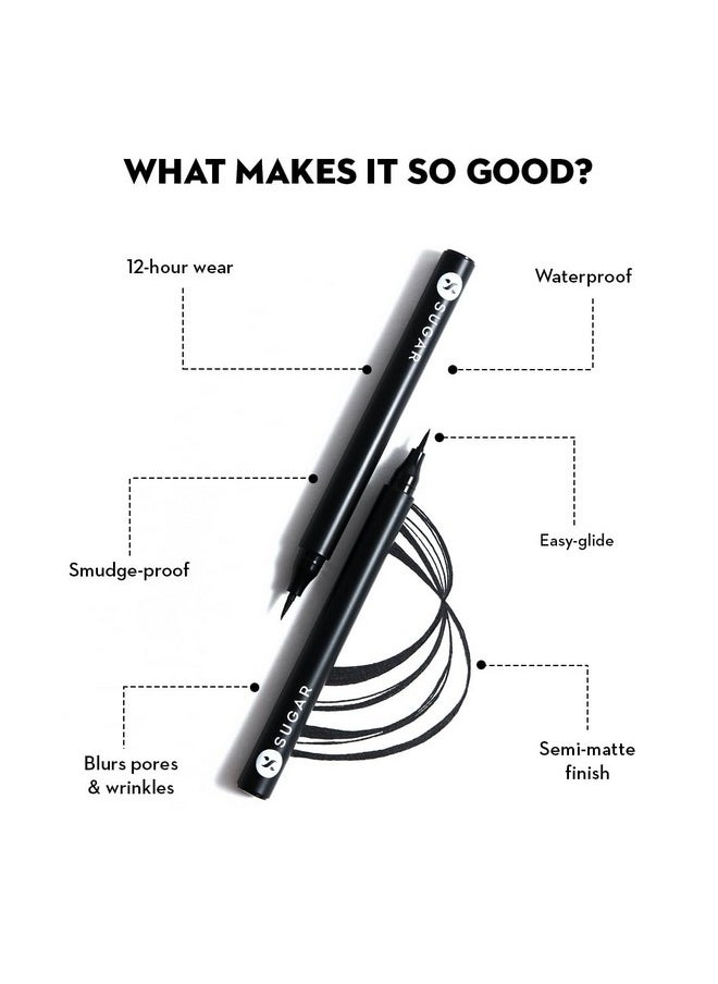 Wingman Waterproof Microliner | Liquid Eyeliner | Flexi-Tip Applicator | Pen Eyeliner | Lasts Upto 12 Hrs | Smudgeproof & Transferproof | 1.6Ml - 01 I'Ll Be Black