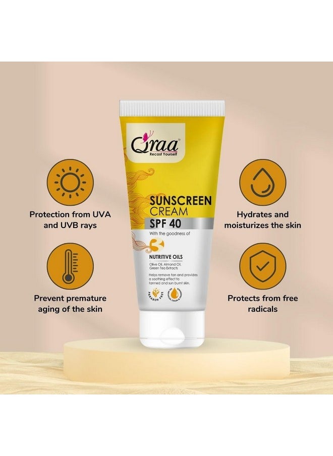 Sunscreen - Spf 40 Pa++++ Sunscreen Cream Spf 40|Helps Remove Tan|Helps In Sun Burn| Pack Of 2 (200Gm, 2)