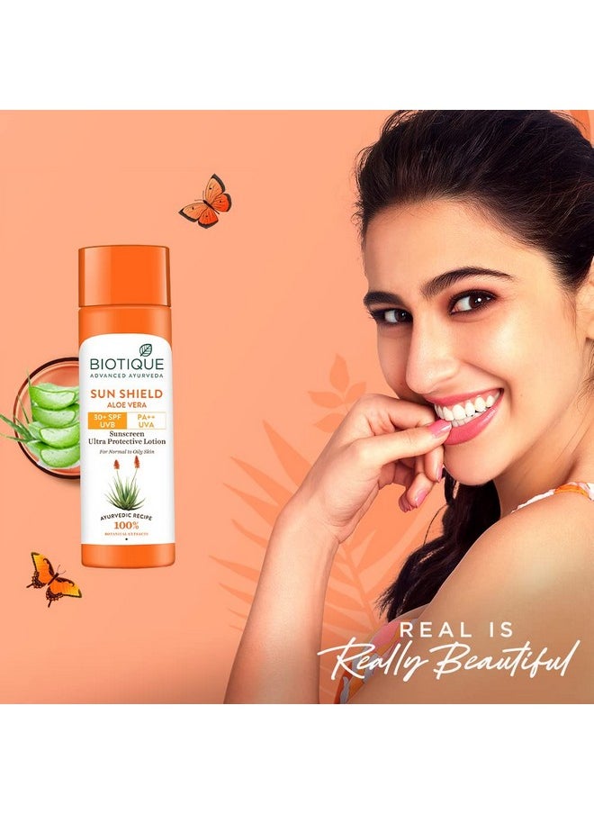 Sun Shield Aloe Vera 30+ Spf Uvb Sunscreen Ultra Protectective Lotion For Normal To Oily Sk