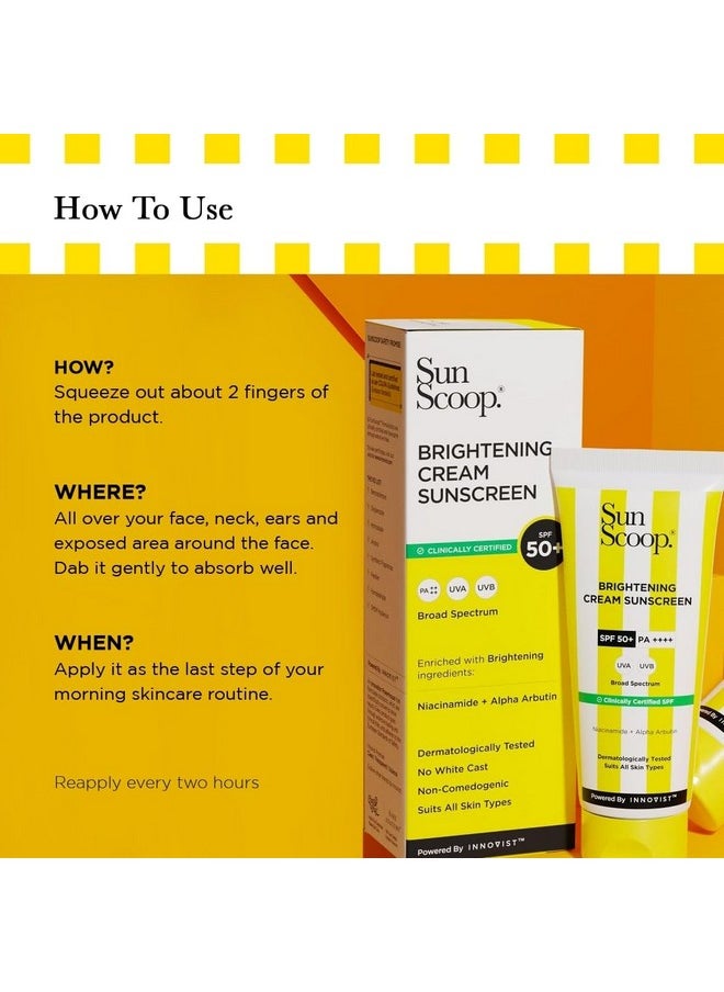 Brightening Daily Sunscreen Spf 50 | Zinc Oxide Uv Filter For Effective Sun Protection | With Niacinamide + Alpha Arbutin | Pa++++ Broad Spectrum No White Cast | Ideal For All Skin | 45G