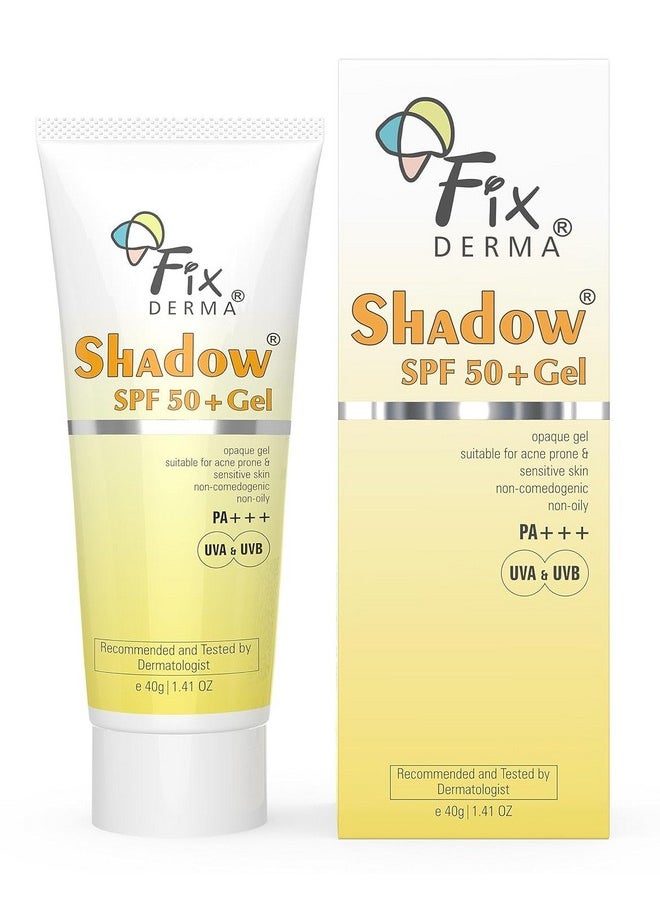 Fixderma Shadow Sunscreen SPF 50+ PA+++ Gel For Oily Skin, Body & Face, Broad Spectrum For Uva & Uvb Protection For Unisex, Non Greasy & Water Resistant, 40gm (Pack of 1)