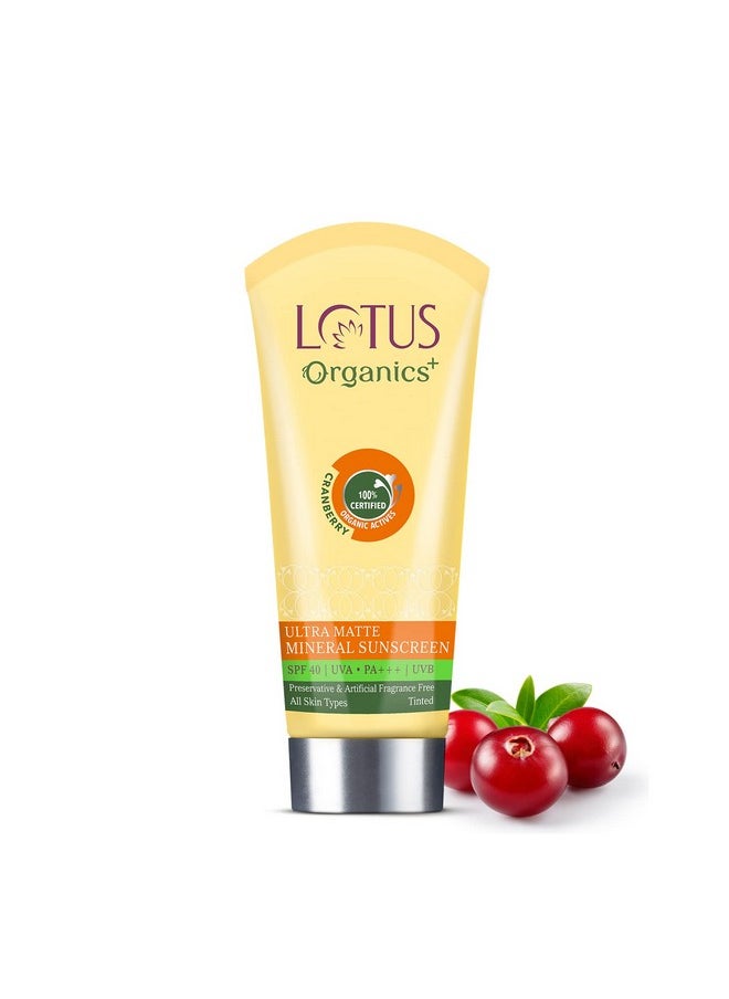 Ultra Matte Mineral Sunscreen Cream Water Resistant & Sweat Resistant, Spf 40 Pa+++, 50G, All Skin Type