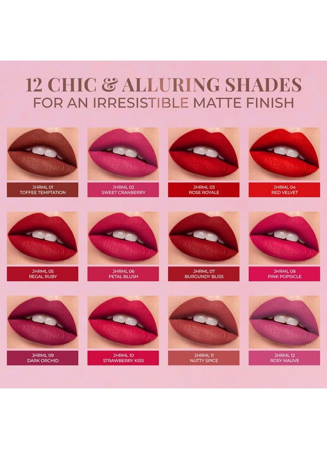 Relaxed Matte Liquid Lipstick Lip Colour For Women Nourishing & Long Lasting Lipsticks 4 Ml (Burgundy Bliss)