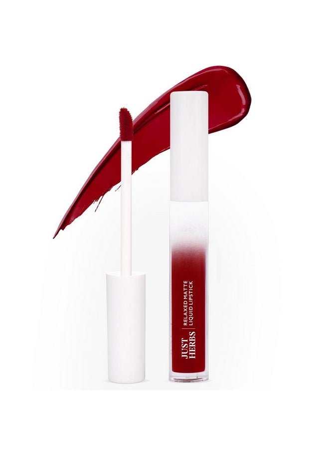 Relaxed Matte Liquid Lipstick Lip Colour For Women Nourishing & Long Lasting Lipsticks 4 Ml (Burgundy Bliss)
