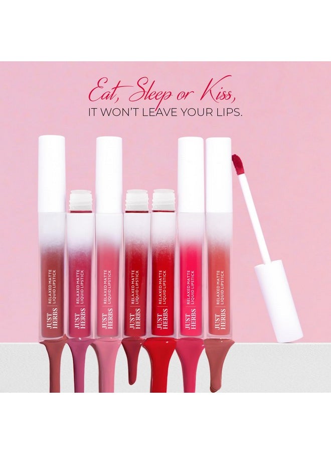 Relaxed Matte Liquid Lipstick Lip Colour For Women Nourishing & Long Lasting Lipsticks 4 Ml (Burgundy Bliss)