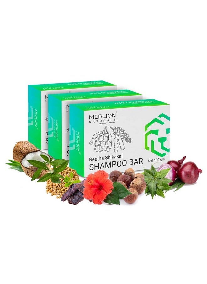Traditional Shampoo Bar | Shikakai & Reetha (100 Gm X 3 Pcs) | Handmade With Natural Herbs | Intense Repair For Dry, Frizzy, Oily & Normal Hair | Unisex | Sulphate & Paraben Free