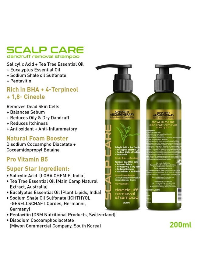 Keya Seth Aromatherapy, Scalp Care Dandruff Removal Shampoo With Salicylic Acid, Tea Tree & Eucalyptus Oil -Reduces Dandruff & Flakes Itchy Scalp 200Ml