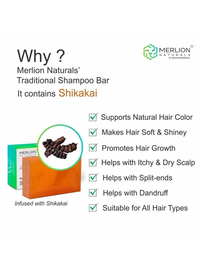 Traditional Shampoo Bar | Shikakai & Reetha (100 Gm X 3 Pcs) | Handmade With Natural Herbs | Intense Repair For Dry, Frizzy, Oily & Normal Hair | Unisex | Sulphate & Paraben Free