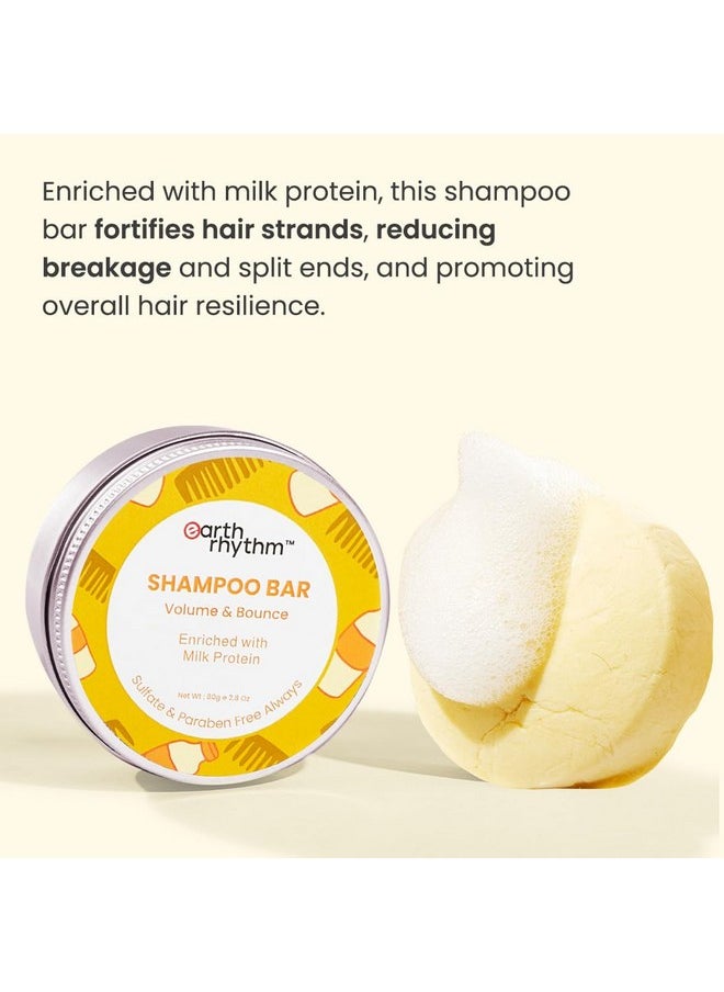 Earth Rhythm Milk Protein Shampoo Bars, Helps Strengthen Hair, Boost Thickness, Sulphate & Paraben Free - 80gm (Tin)