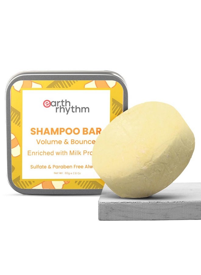 Earth Rhythm Milk Protein Shampoo Bars, Helps Strengthen Hair, Boost Thickness, Sulphate & Paraben Free - 80gm (Tin)