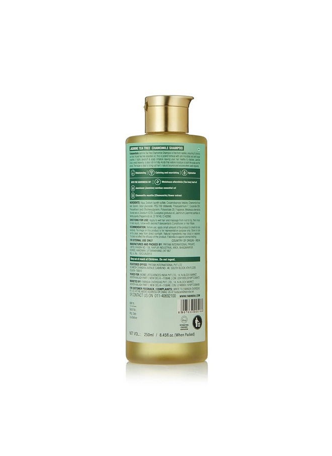 Fabessentials Jasmine Tea Tree Chamomile Shampoo |Clarifying & Anti-Dandruff Shampoo for Deep Cleansing | Calms Irritated Scalp and Nourishes Hair | pH 5.5| Normal to Oily Hair | 250 ml