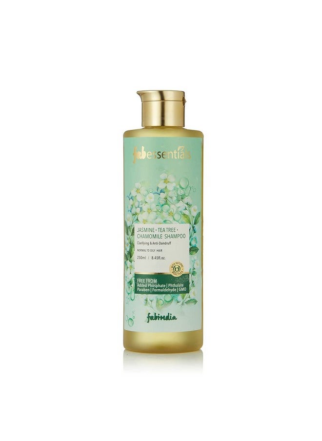 Fabessentials Jasmine Tea Tree Chamomile Shampoo |Clarifying & Anti-Dandruff Shampoo for Deep Cleansing | Calms Irritated Scalp and Nourishes Hair | pH 5.5| Normal to Oily Hair | 250 ml