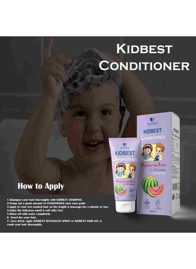 Kidbest Conditioner For Kids | Nourishing Hair | Hair Smoothing | Tear, Paraben, Sls Free | Watermelon Flavor | 200 Ml