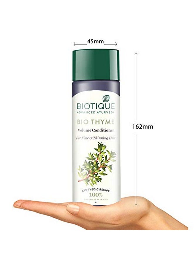 Biotique Bio Thyme Volume Conditioner Fine & Thinning Hair|Gives Volume & Bounce To Hair|Helps In Thicken Follicles|100% Botanical Extracts|Suitable All Skin Types|200 Millilitre-Peppermint,Thyme