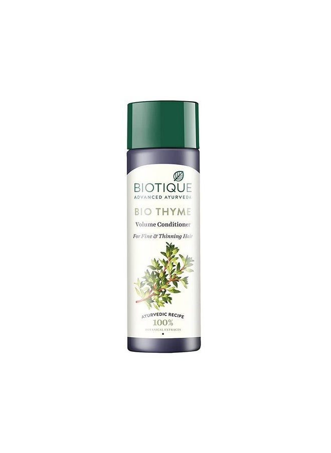 Biotique Bio Thyme Volume Conditioner Fine & Thinning Hair|Gives Volume & Bounce To Hair|Helps In Thicken Follicles|100% Botanical Extracts|Suitable All Skin Types|200 Millilitre-Peppermint,Thyme