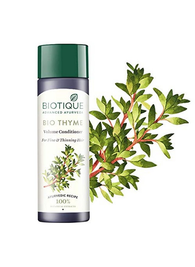 Biotique Bio Thyme Volume Conditioner Fine & Thinning Hair|Gives Volume & Bounce To Hair|Helps In Thicken Follicles|100% Botanical Extracts|Suitable All Skin Types|200 Millilitre-Peppermint,Thyme