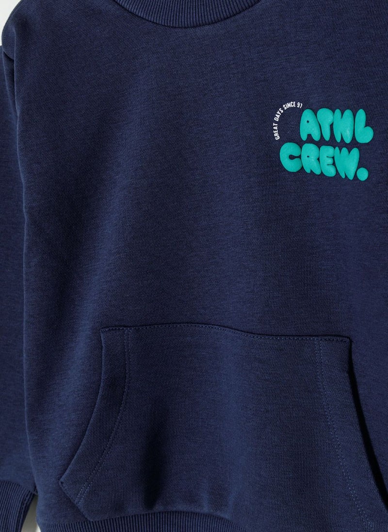 Baby Crew Neck Sweatshirt With Kangaroo Pocket