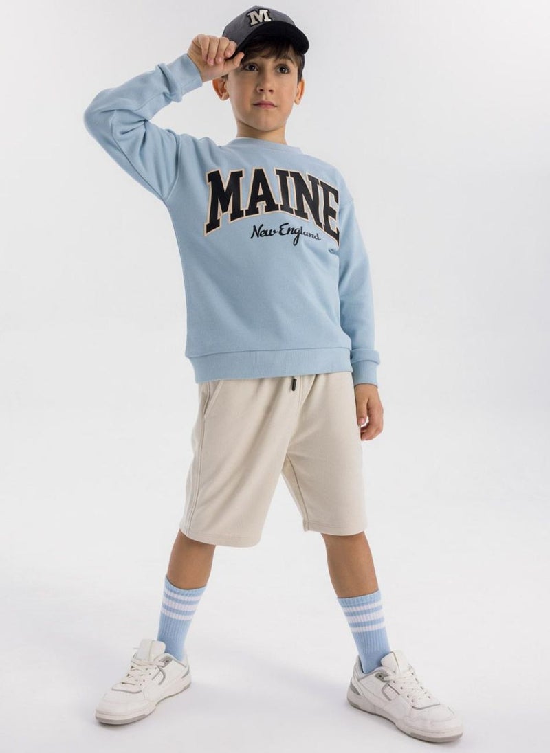 Kids Boys Cotton Crew Neck Sweatshirt