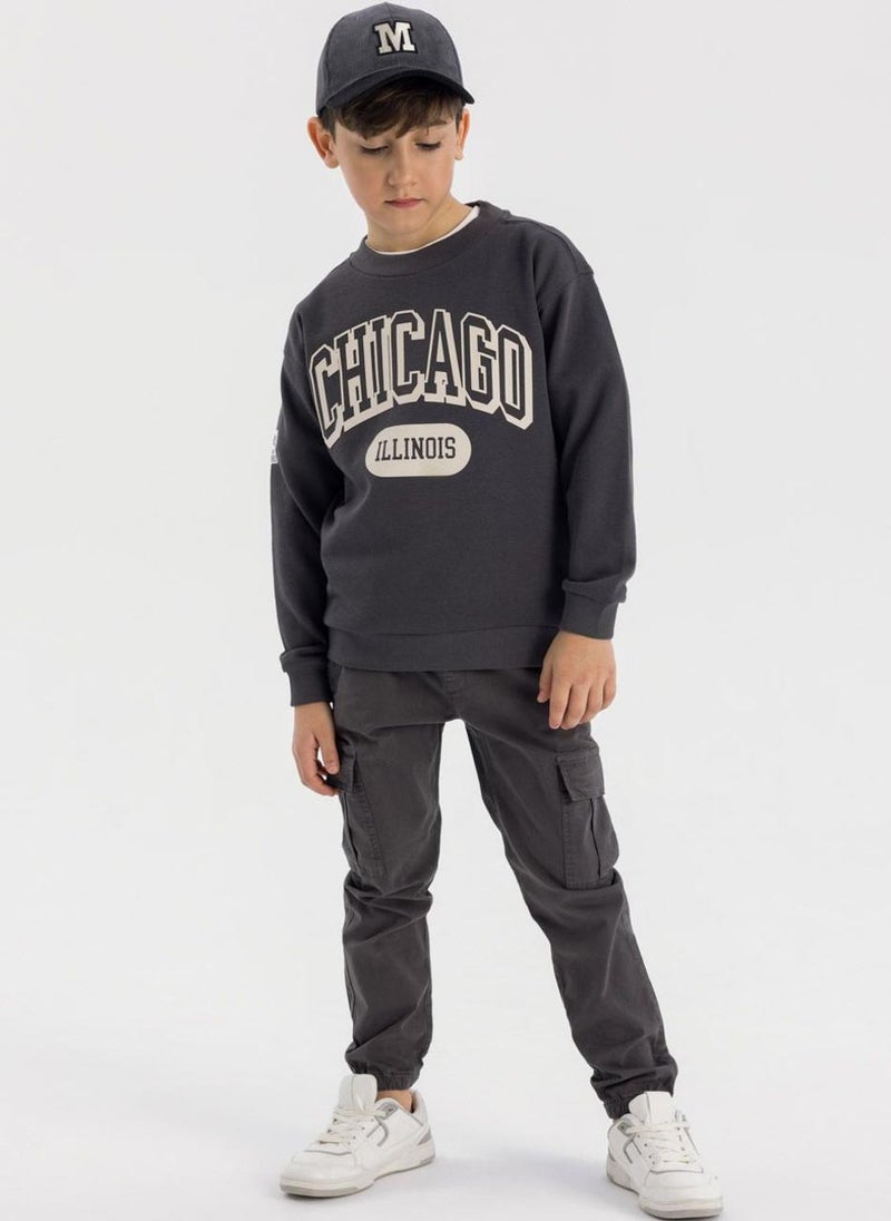 Kids Boys Cotton Crew Neck Sweatshirt