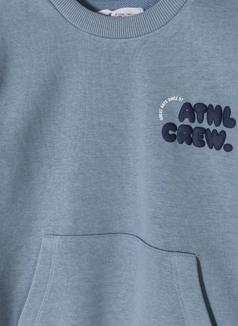 Baby Crew Neck Sweatshirt With Kangaroo Pocket