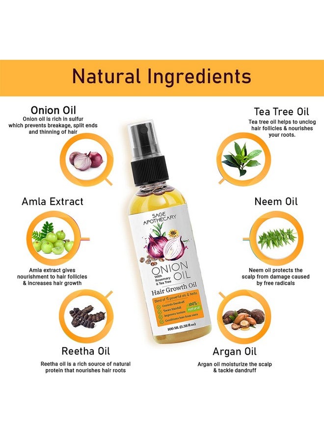 Rosemary, Tea Tree Onion Hair Oil Natural & Pure Helps To Control Dandruff & Hair-Fall Suitable For Men & Women 100Ml
