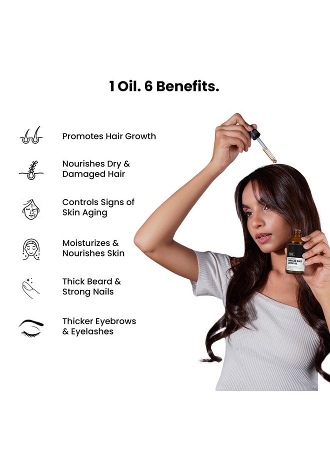 Cold-Pressed Jamaican Black Castor Oil For Hair, Skin, Eyebrows, Eyelashes & Nails | Promotes Scalp Health, Thicker Brows & Lashes | Prevents Hair Breakage | For Men & Women | 50 Ml