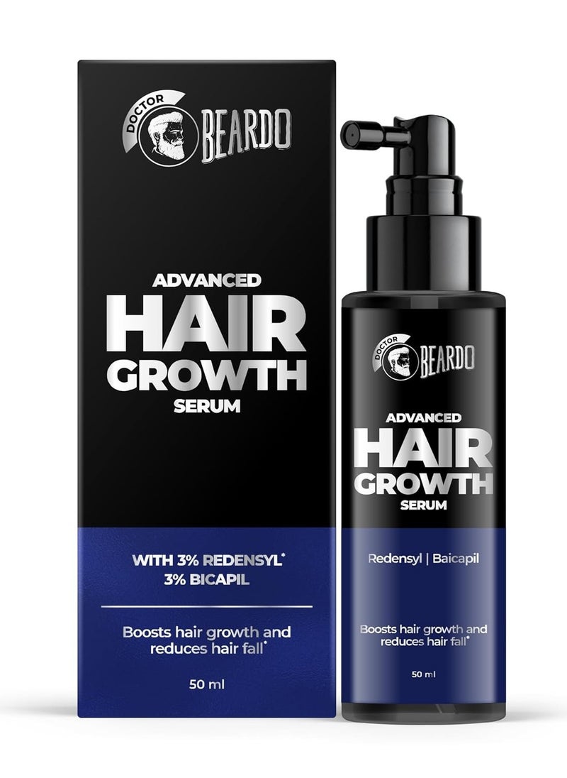 Beardo Advanced Hair Growth Serum for Men, 50 ml| Contains 3% Redensyl, 3% Baicapil, Rosemary | Stimulates Hair Growth, Increase Hair Density & Thickens Hair | Lightweight and Non-Sticky | Made for Men