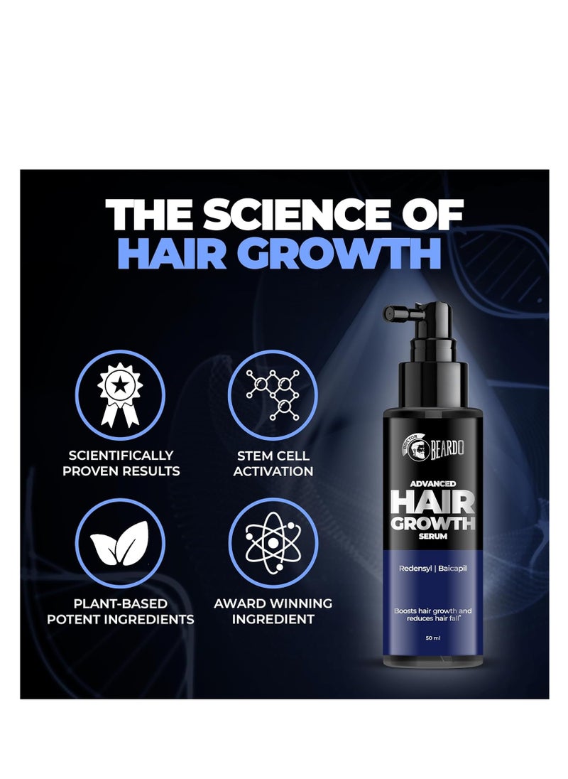 Beardo Advanced Hair Growth Serum for Men, 50 ml| Contains 3% Redensyl, 3% Baicapil, Rosemary | Stimulates Hair Growth, Increase Hair Density & Thickens Hair | Lightweight and Non-Sticky | Made for Men