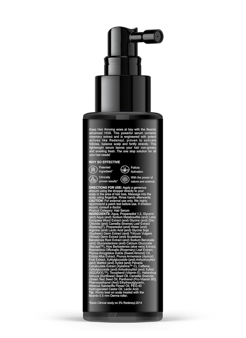 Beardo Advanced Hair Growth Serum for Men, 50 ml| Contains 3% Redensyl, 3% Baicapil, Rosemary | Stimulates Hair Growth, Increase Hair Density & Thickens Hair | Lightweight and Non-Sticky | Made for Men