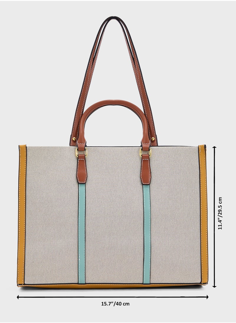 Color Block Large Tote Bag