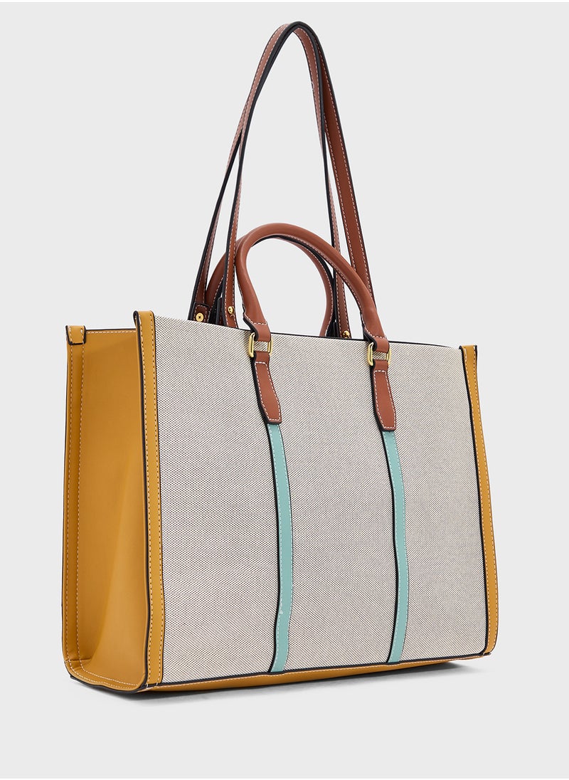 Color Block Large Tote Bag