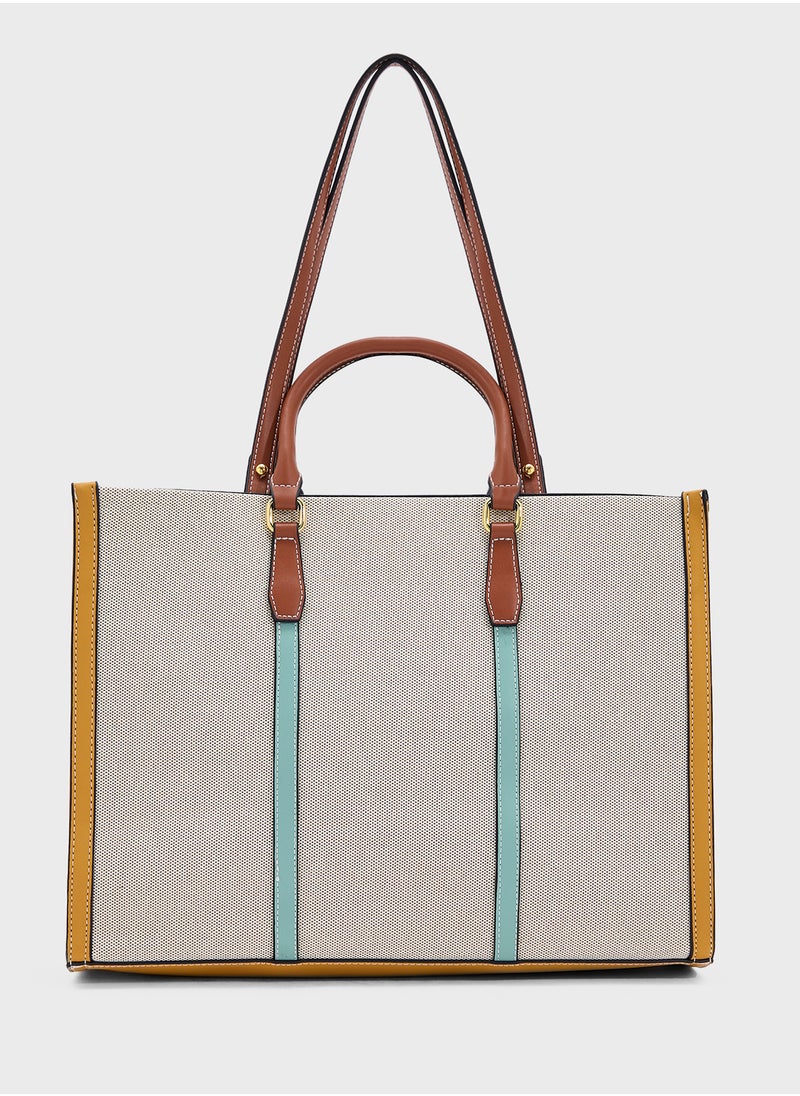 Color Block Large Tote Bag