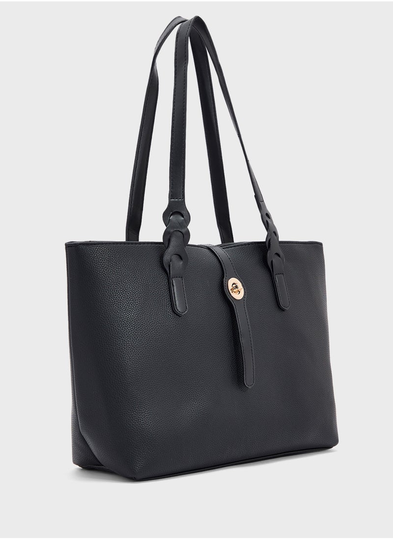 Metal Trim Detail Tote Bag
