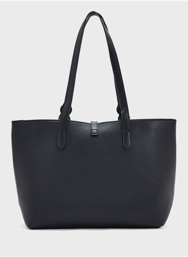 Metal Trim Detail Tote Bag
